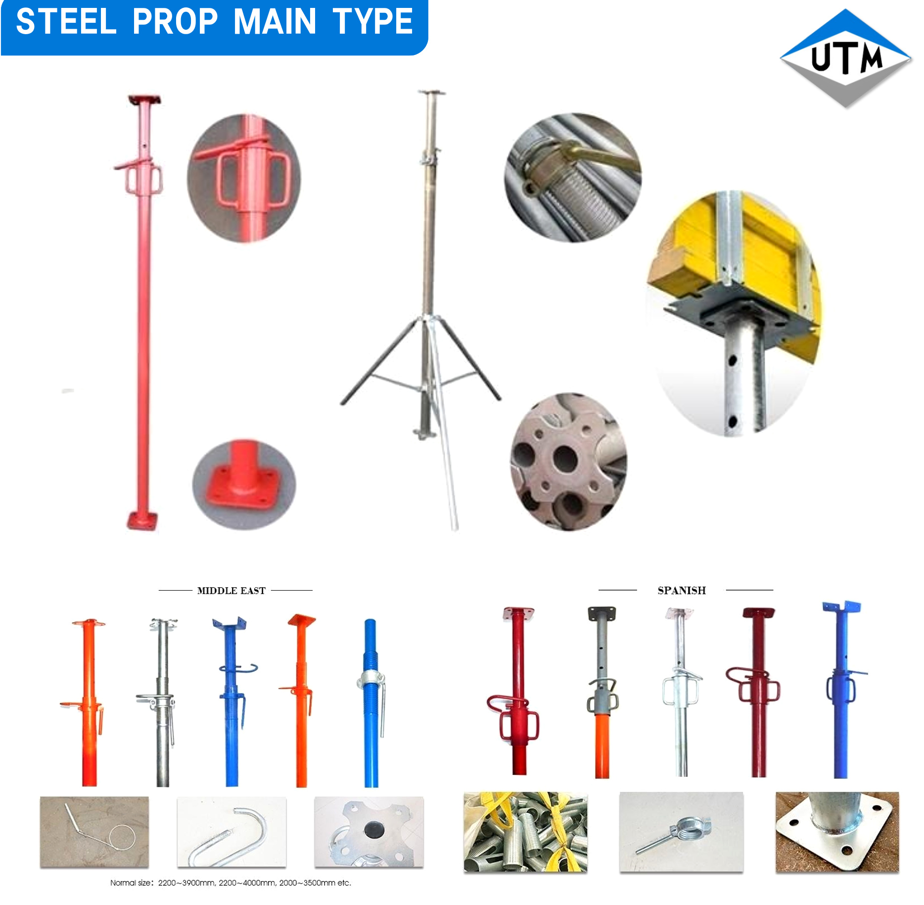 Steel prop type 01 Escora de aço tipo 01